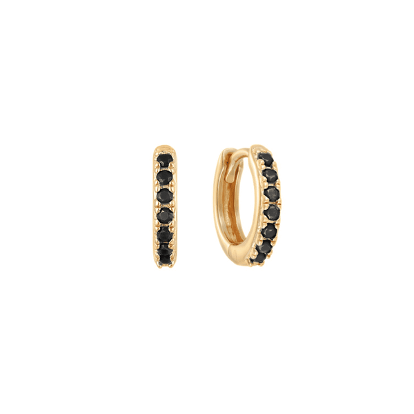 Black CZ Pave Huggie Earrings