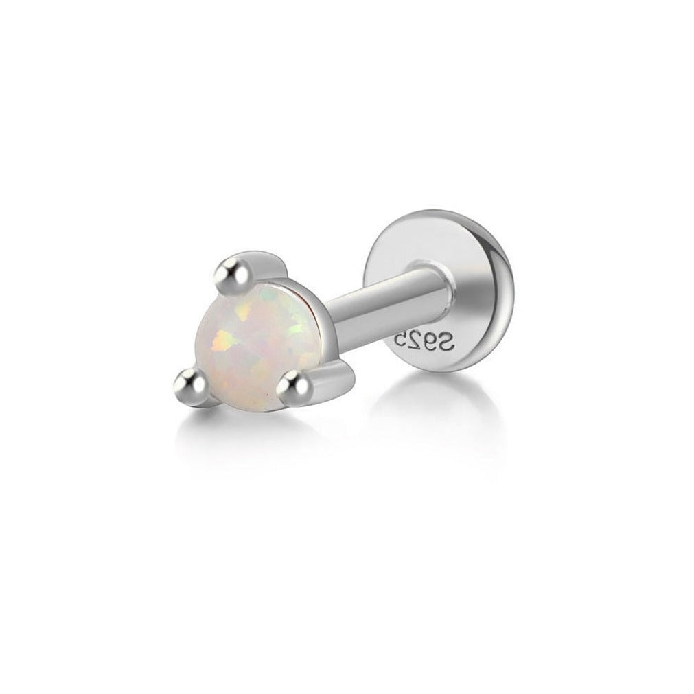 One piece of internal threaded labret flat back  Materials: High Quality Soild 925 Sterling Silver Natural Opal 18K Gold Plating  Size: Gauge: 1.2mm   ♥︎Nickel-free and hypoallergenic