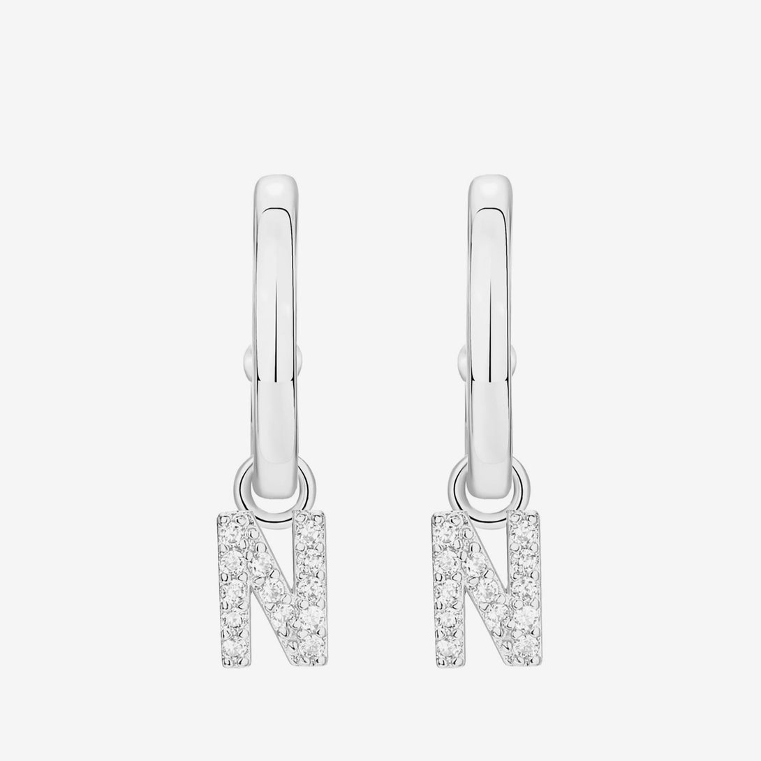 Alphabet Earrings, Materials: High Quality Soild 925 Sterling Silver 5A Cubic Zirconia 18K Gold&nbsp; Plating Size(&nbsp;Inner Diameter ) : &nbsp;Hoop 1: 8.6mm, Hoop 2: 9mm  ♥︎Nickel-free and hypoallergenic