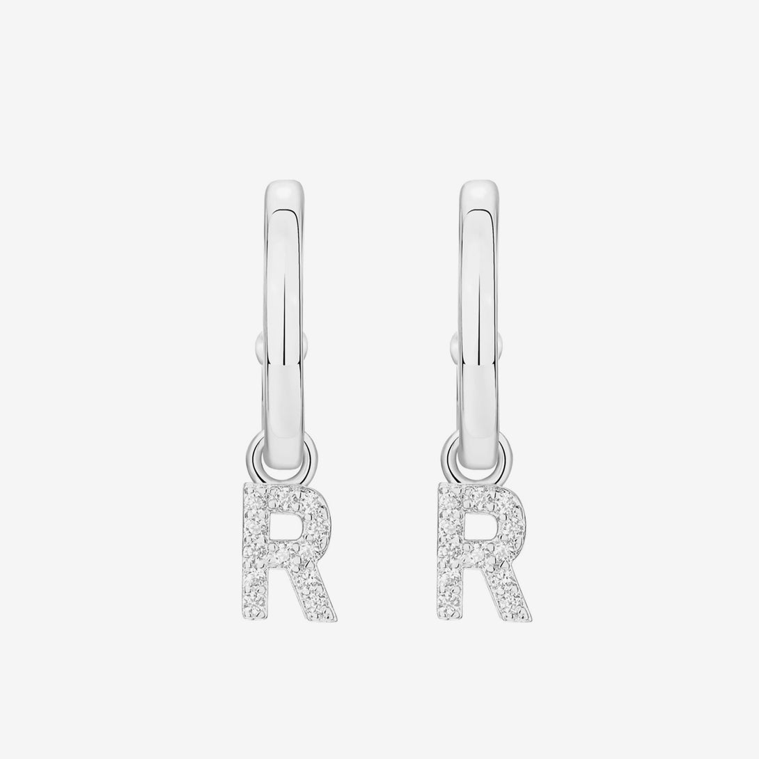 Alphabet Earrings, Materials: High Quality Soild 925 Sterling Silver 5A Cubic Zirconia 18K Gold&nbsp; Plating Size(&nbsp;Inner Diameter ) : &nbsp;Hoop 1: 8.6mm, Hoop 2: 9mm  ♥︎Nickel-free and hypoallergenic