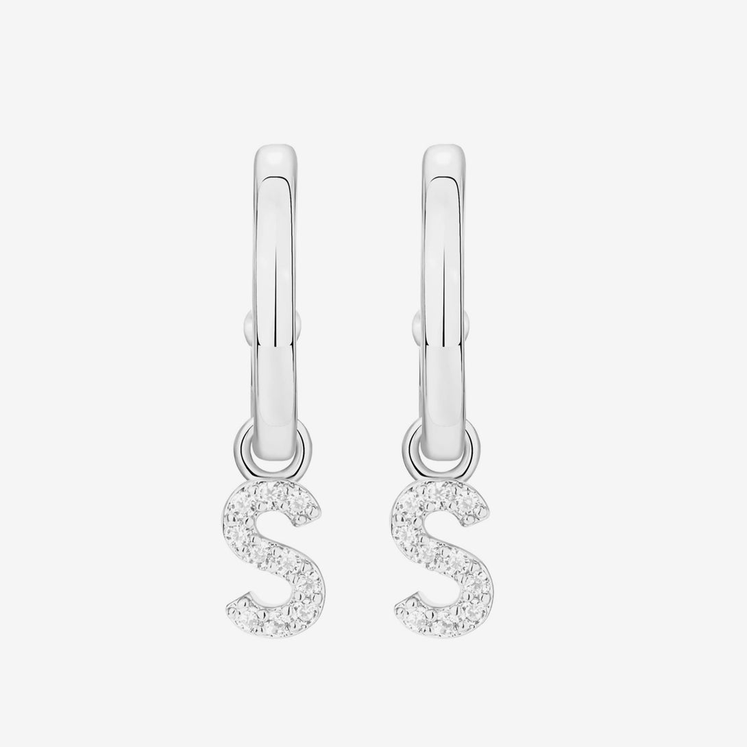 Alphabet Earrings, Materials: High Quality Soild 925 Sterling Silver 5A Cubic Zirconia 18K Gold&nbsp; Plating Size(&nbsp;Inner Diameter ) : &nbsp;Hoop 1: 8.6mm, Hoop 2: 9mm  ♥︎Nickel-free and hypoallergenic