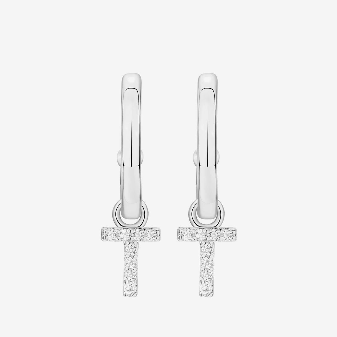 Alphabet Earrings, Materials: High Quality Soild 925 Sterling Silver 5A Cubic Zirconia 18K Gold&nbsp; Plating Size(&nbsp;Inner Diameter ) : &nbsp;Hoop 1: 8.6mm, Hoop 2: 9mm  ♥︎Nickel-free and hypoallergenic