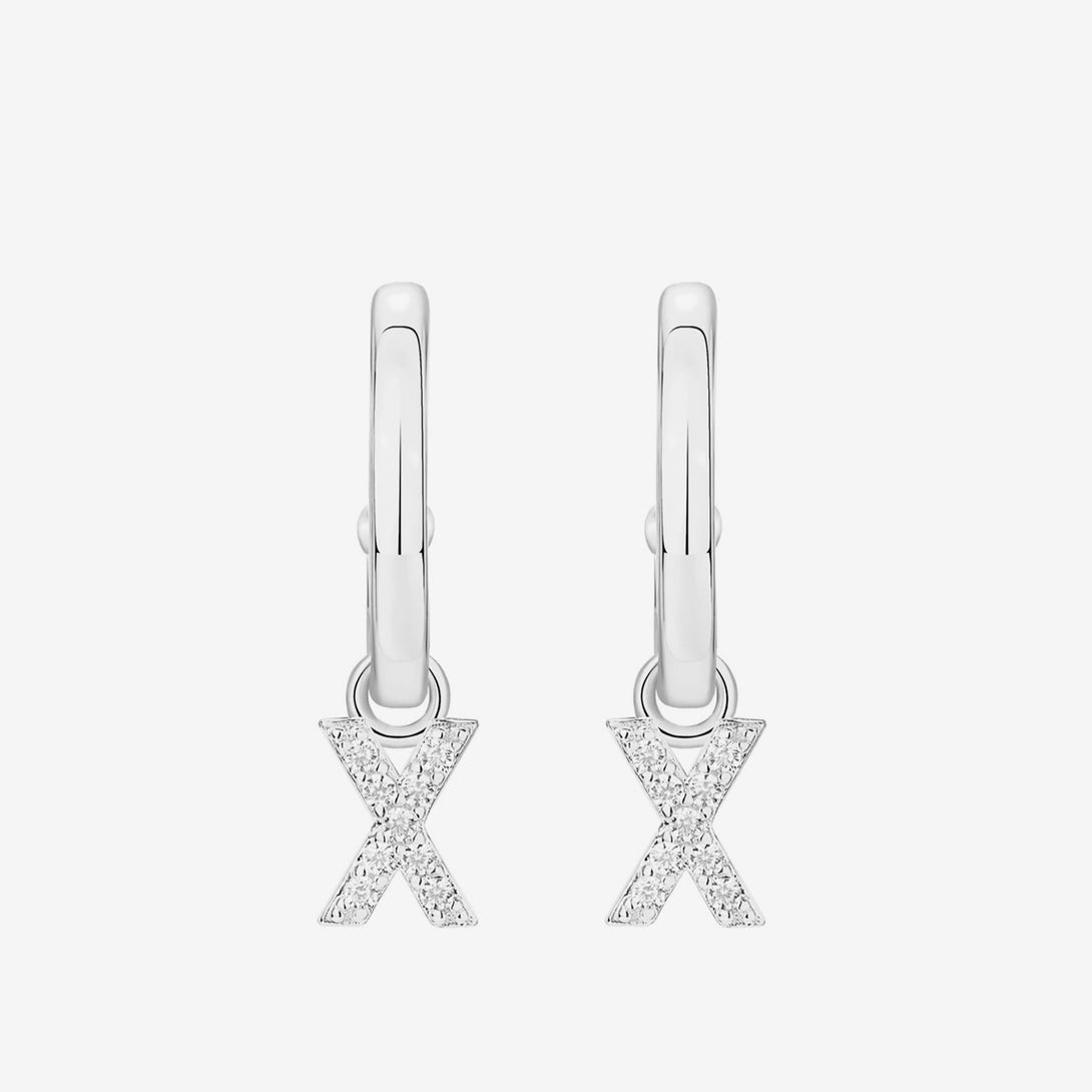 Alphabet Earrings, Materials: High Quality Soild 925 Sterling Silver 5A Cubic Zirconia 18K Gold&nbsp; Plating Size(&nbsp;Inner Diameter ) : &nbsp;Hoop 1: 8.6mm, Hoop 2: 9mm  ♥︎Nickel-free and hypoallergenic