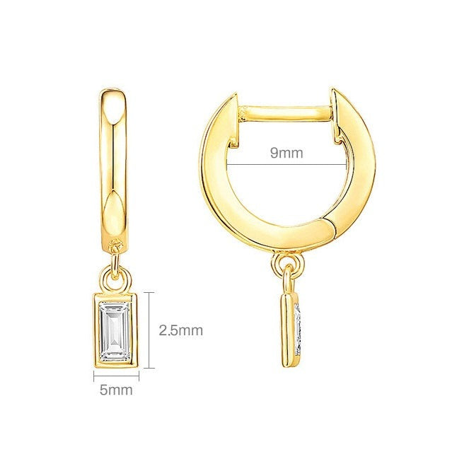 Cubic Zirconia Drop Earrings, Materials:&nbsp; High Quality Solid 925 Sterling Silver 5A Cubic Zirconia 18K Gold Plating