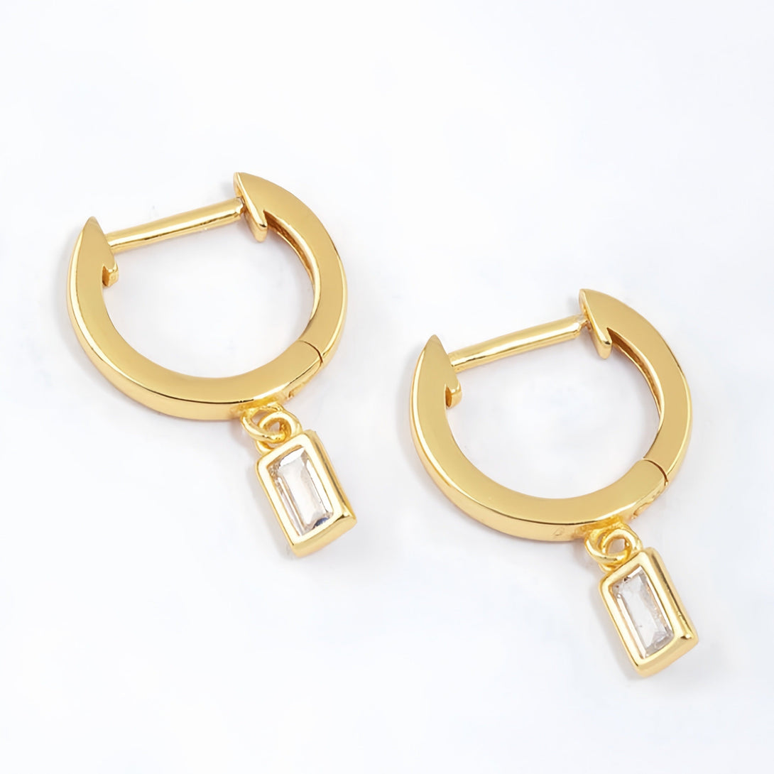 Cubic Zirconia Drop Earrings, Materials:&nbsp; High Quality Solid 925 Sterling Silver 5A Cubic Zirconia 18K Gold Plating